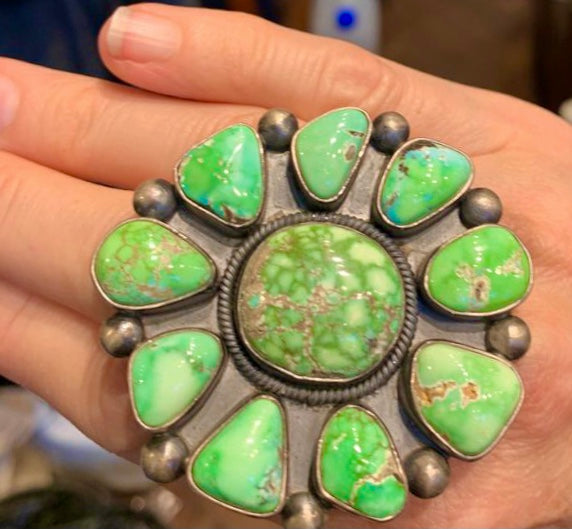 Amazing rare green emerald turquoise ring