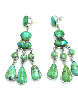 Rare emerald green turquoise earrings