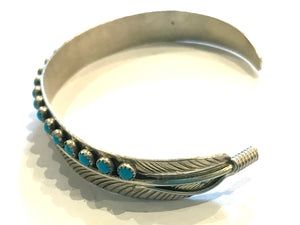 Feather petit point turquoise bracelet