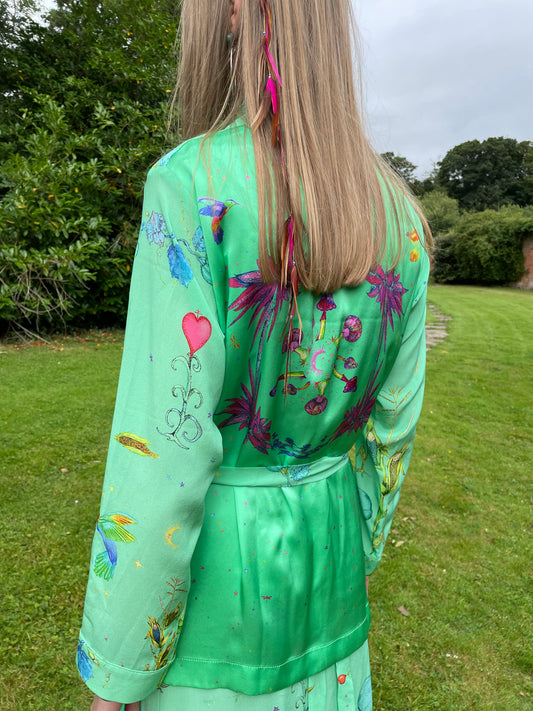 Jessie Western green silk mushroom jacket