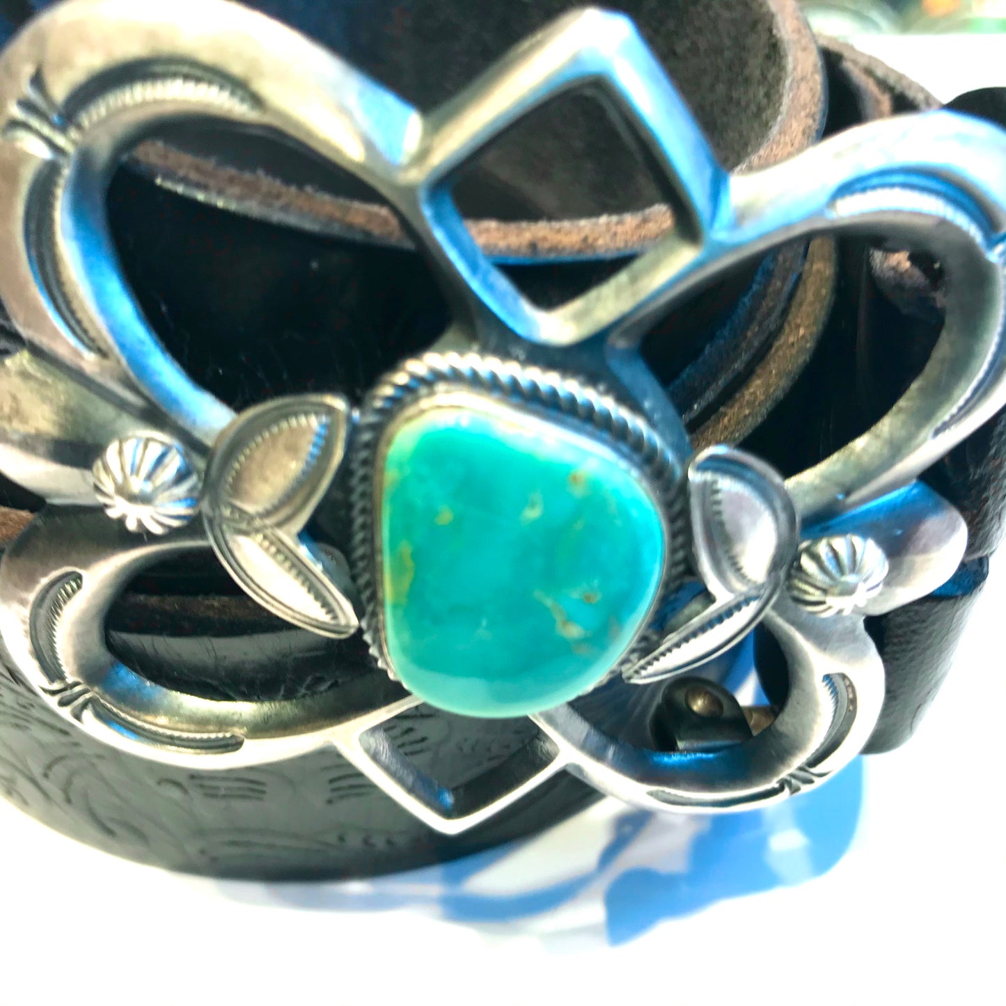 Navajo sandcast belt buckle