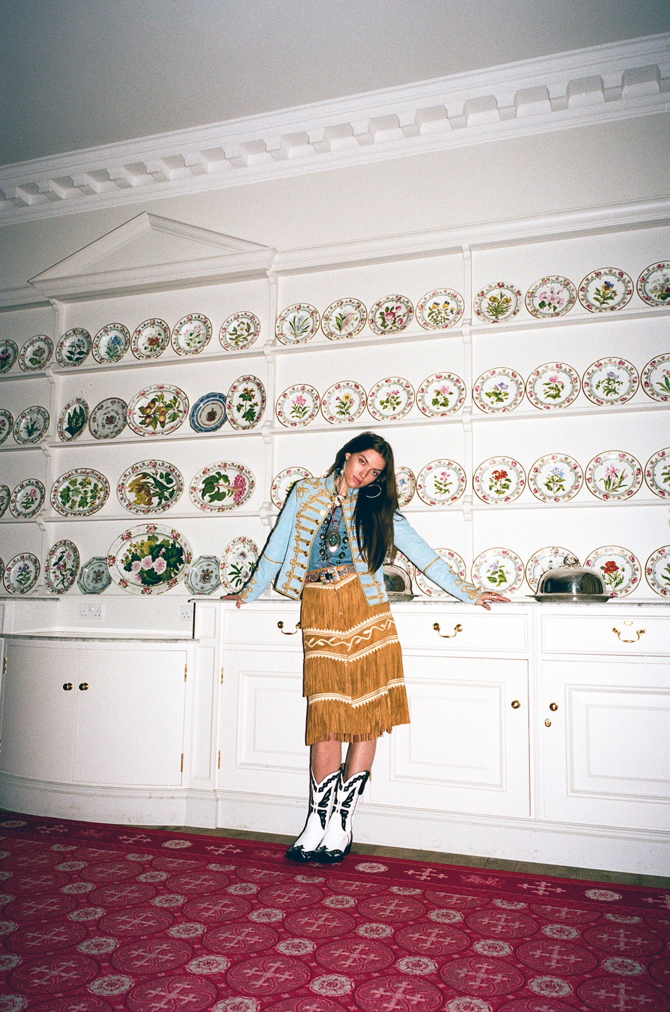 Jessie western brocade Military jacket pale blue.