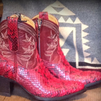 Red Python short boots