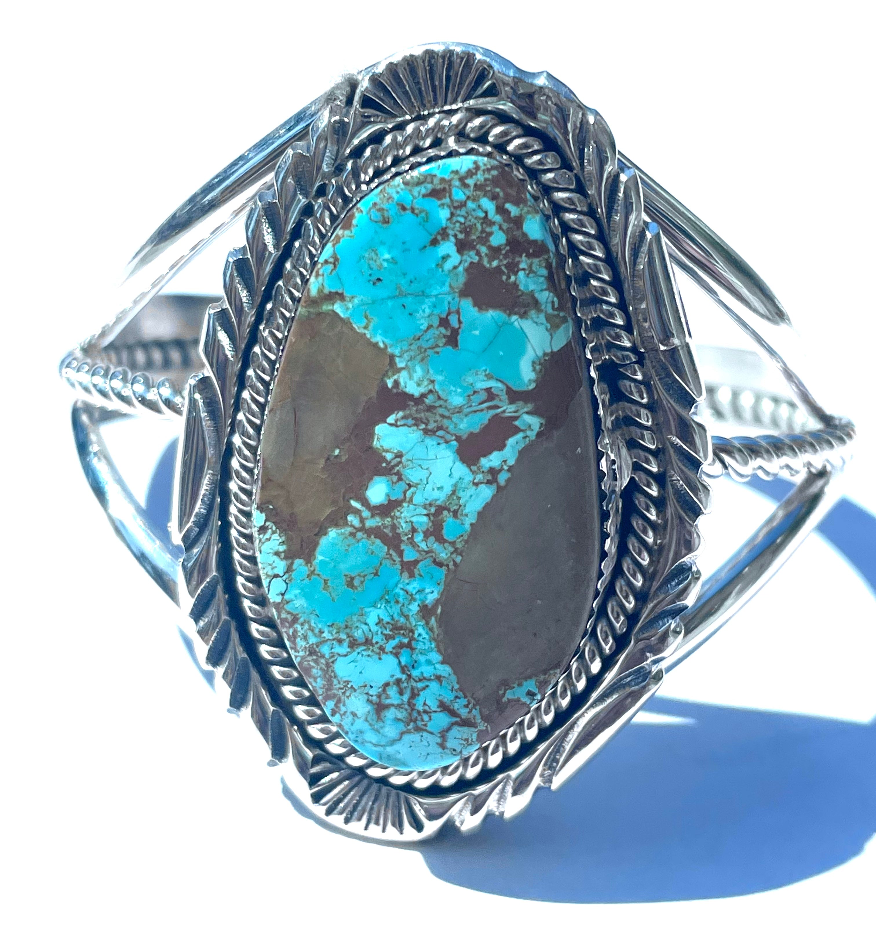 Navajo bracelet with turquoise stone with matrix stone