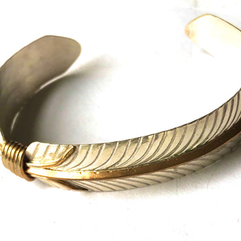 Feather sterling silver / 18k gold bracelet