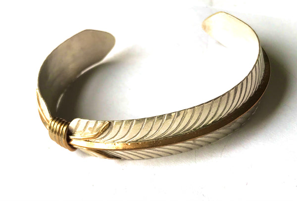 Feather sterling silver / 18k gold bracelet