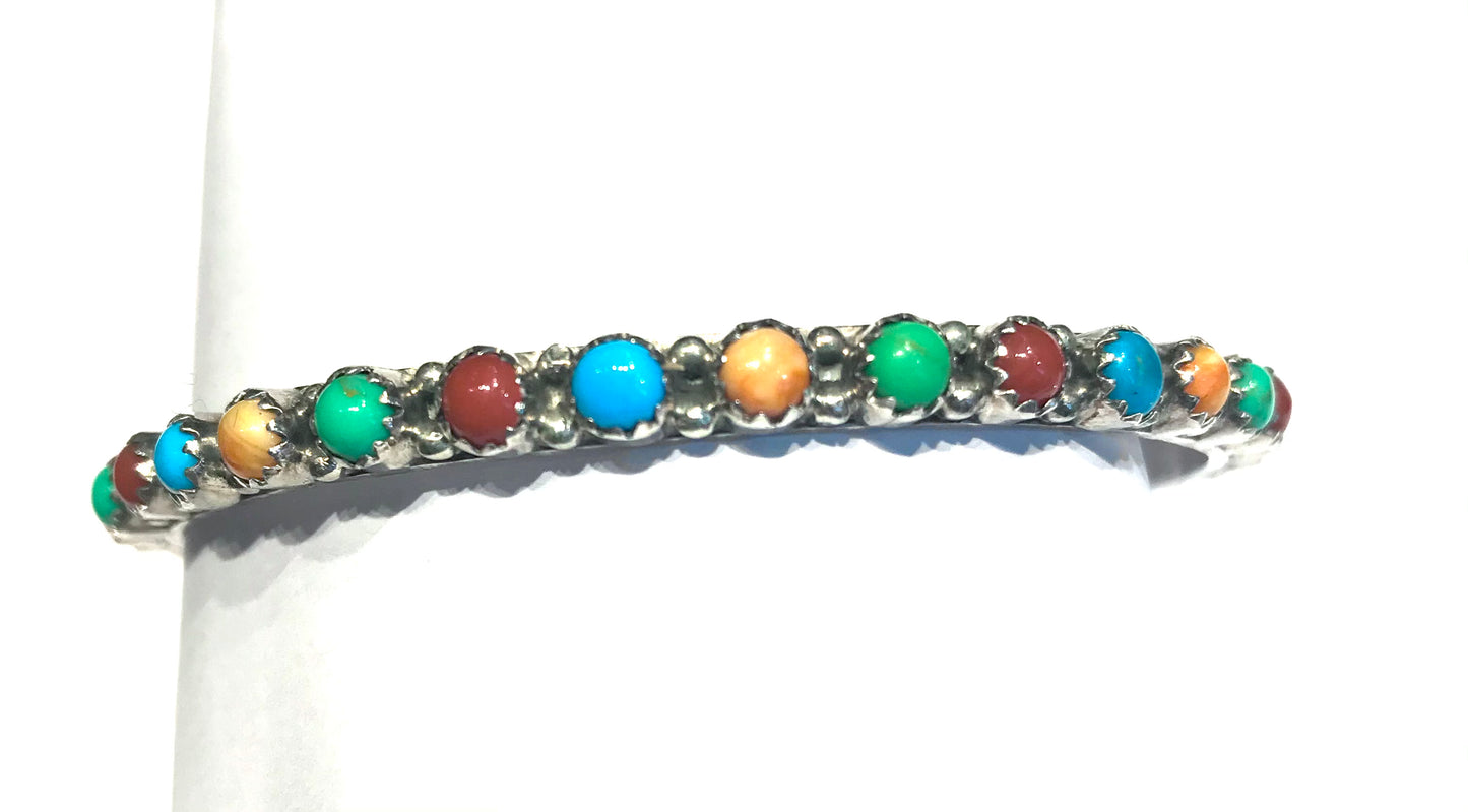 Multi stone Navajo bangle