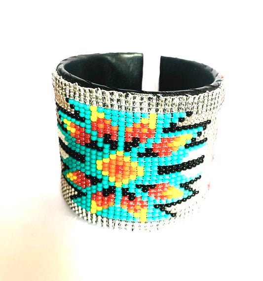 Silver beaded wide cuff