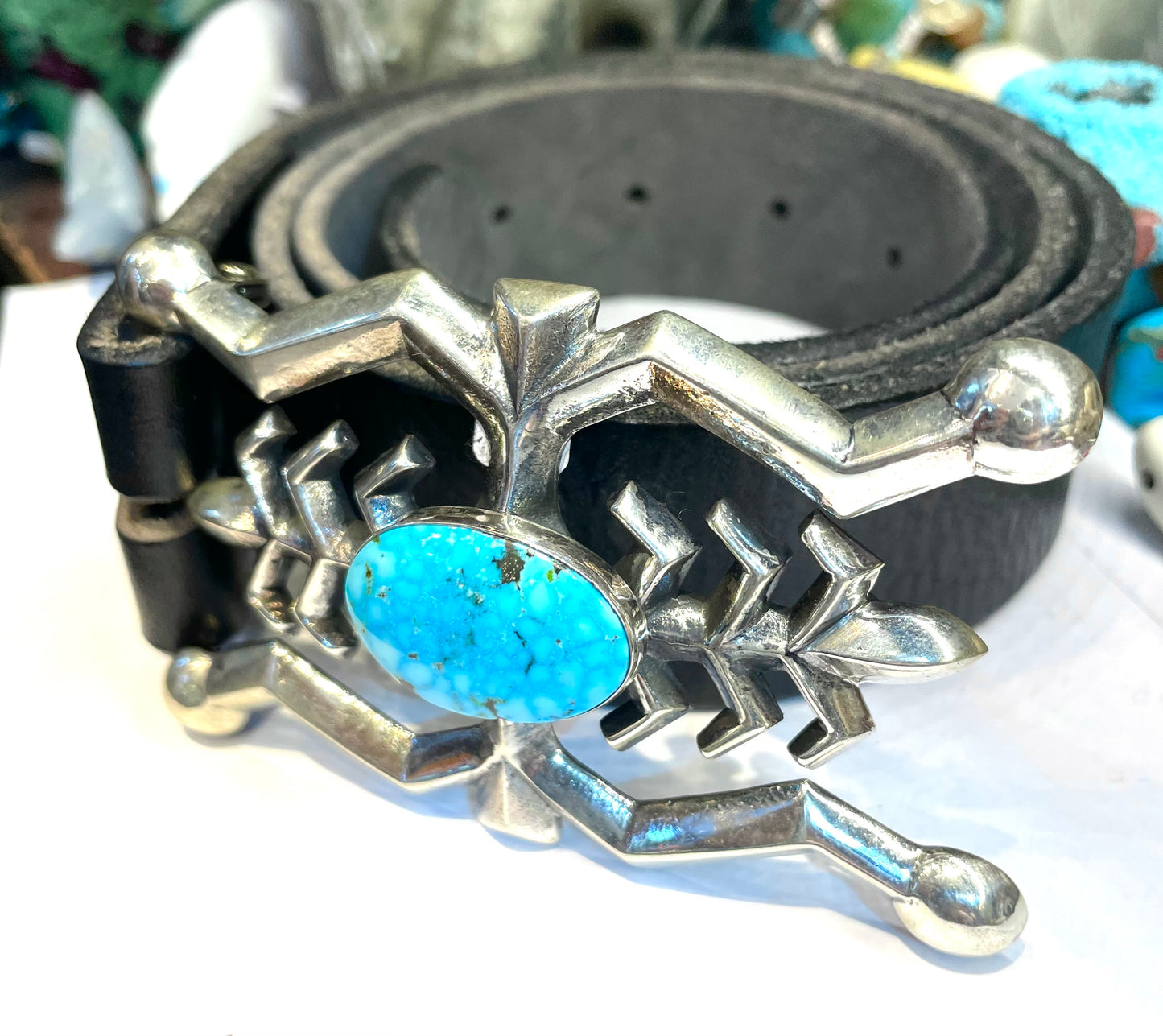 Sandcast sterling silver belt buckle