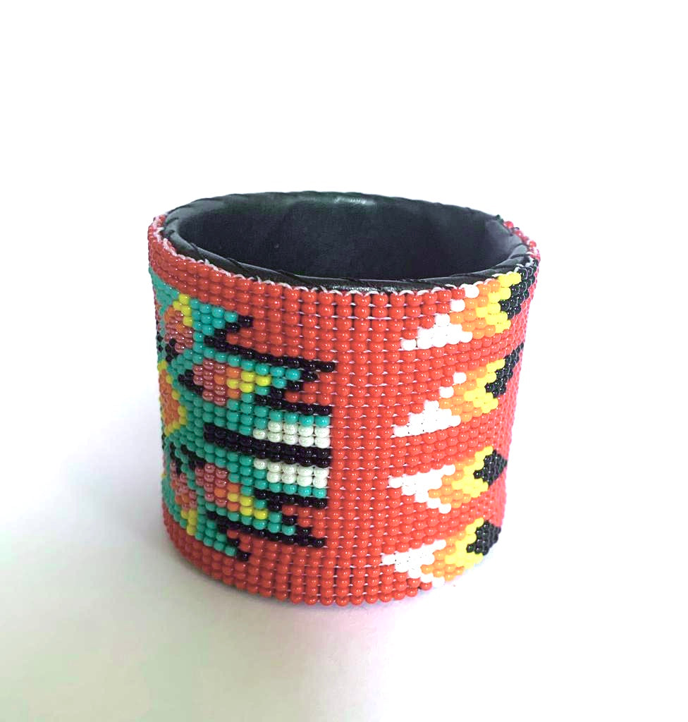 Beaded cuff wide red