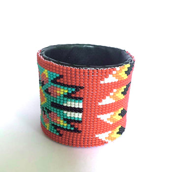 Beaded cuff wide red