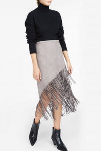 Grey Suede Wrap Skirt