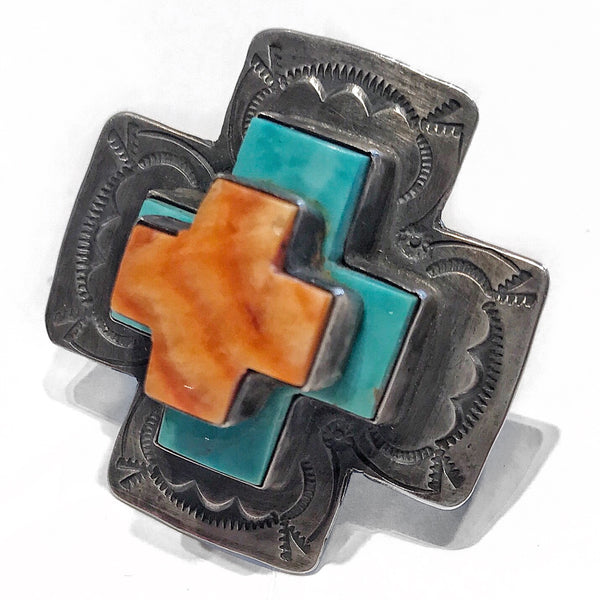 Turquoise and Spiny Cross Ring