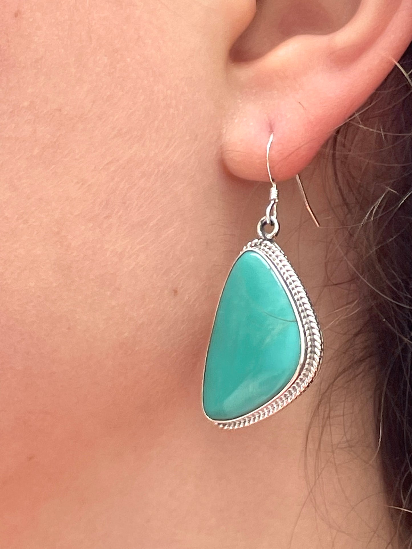 Turquoise natural sterling silver earrings