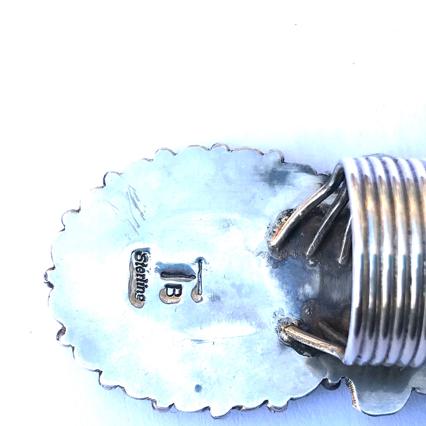 Sterling silver turquoise and spiny oyster Navajo ring