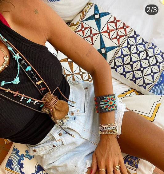 Beaded cuff bronze lots of colours