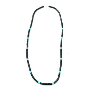Jet and turquoise strand necklace