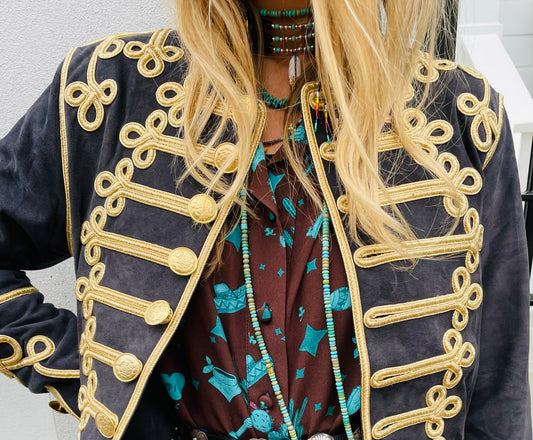 Grey suede military jacket