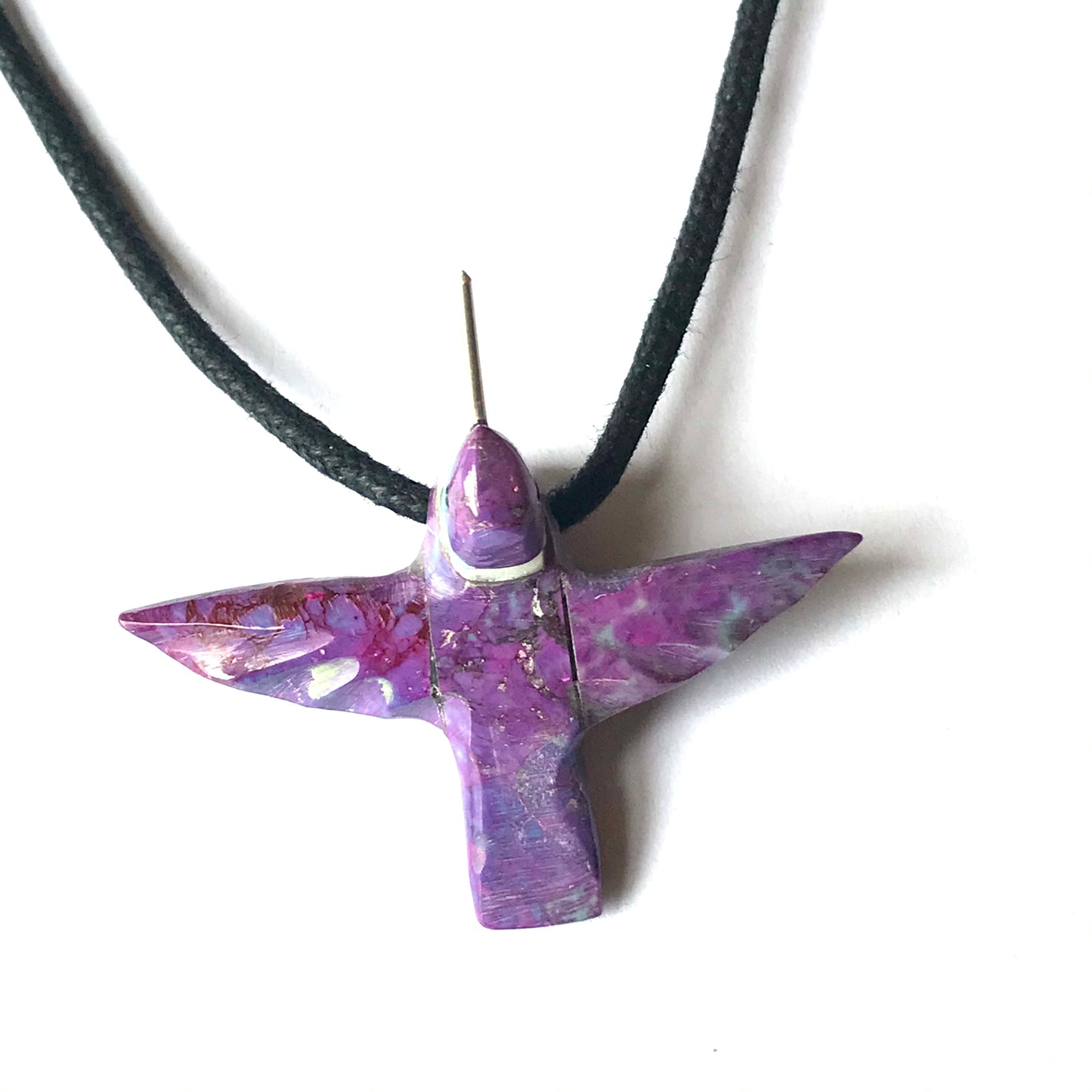 Sugalite power animal hummingbird necklace
