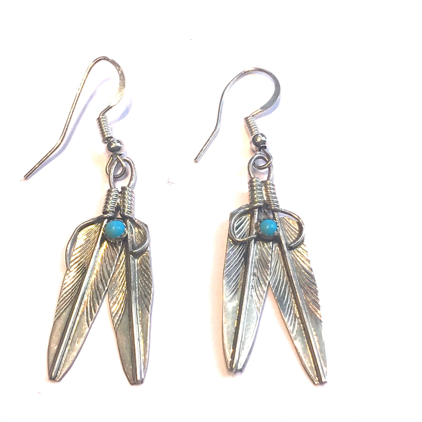 Sterling silver feather earrings