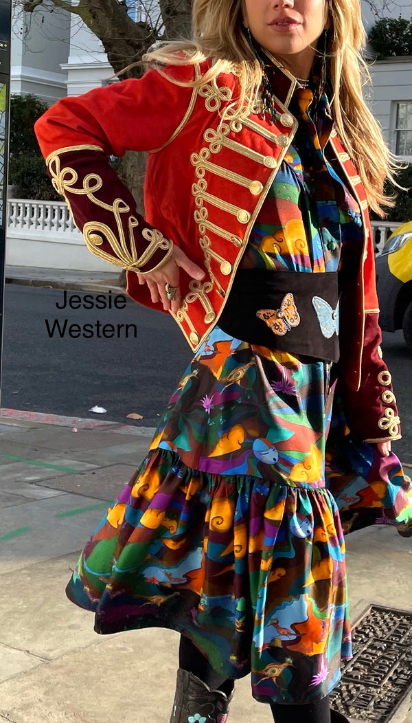 Jessie Western Red / burgundy military jacket .