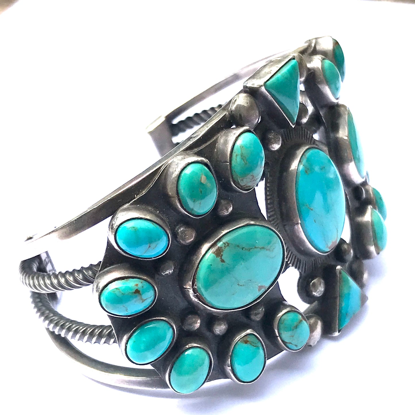 Turquoise cluster Navajo bracelet
