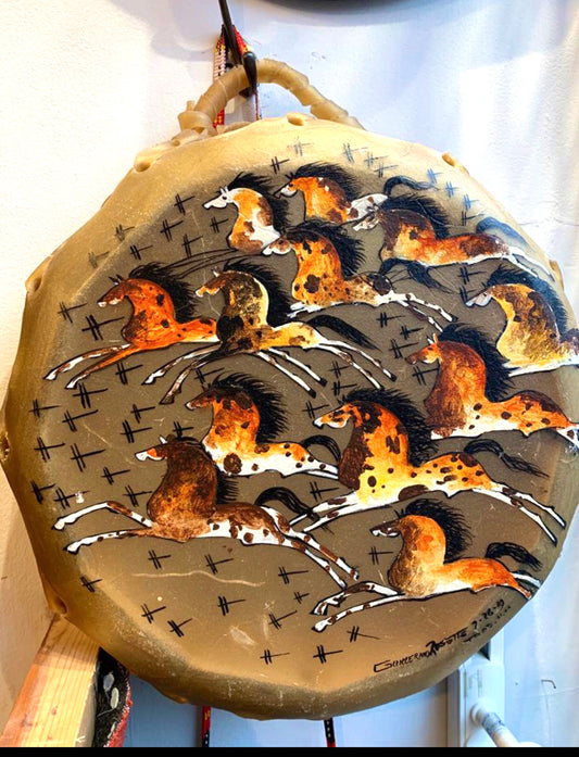 Amazing horse double sided drum