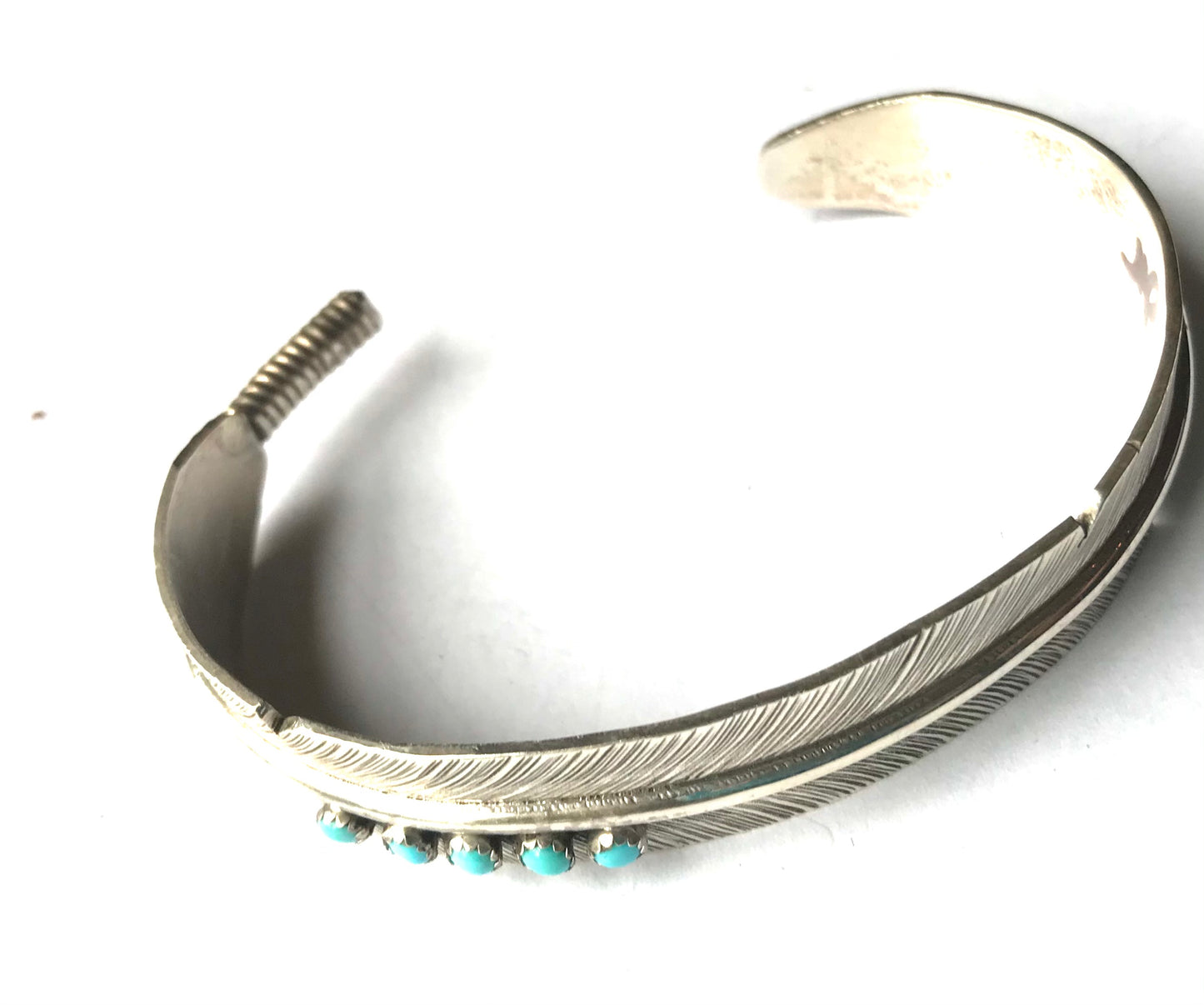 Feather bracelet heavy gauge silver ( large size