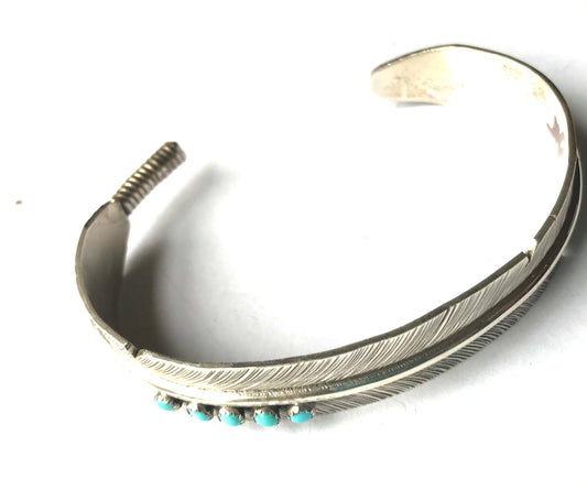 Feather bracelet heavy gauge silver ( large size