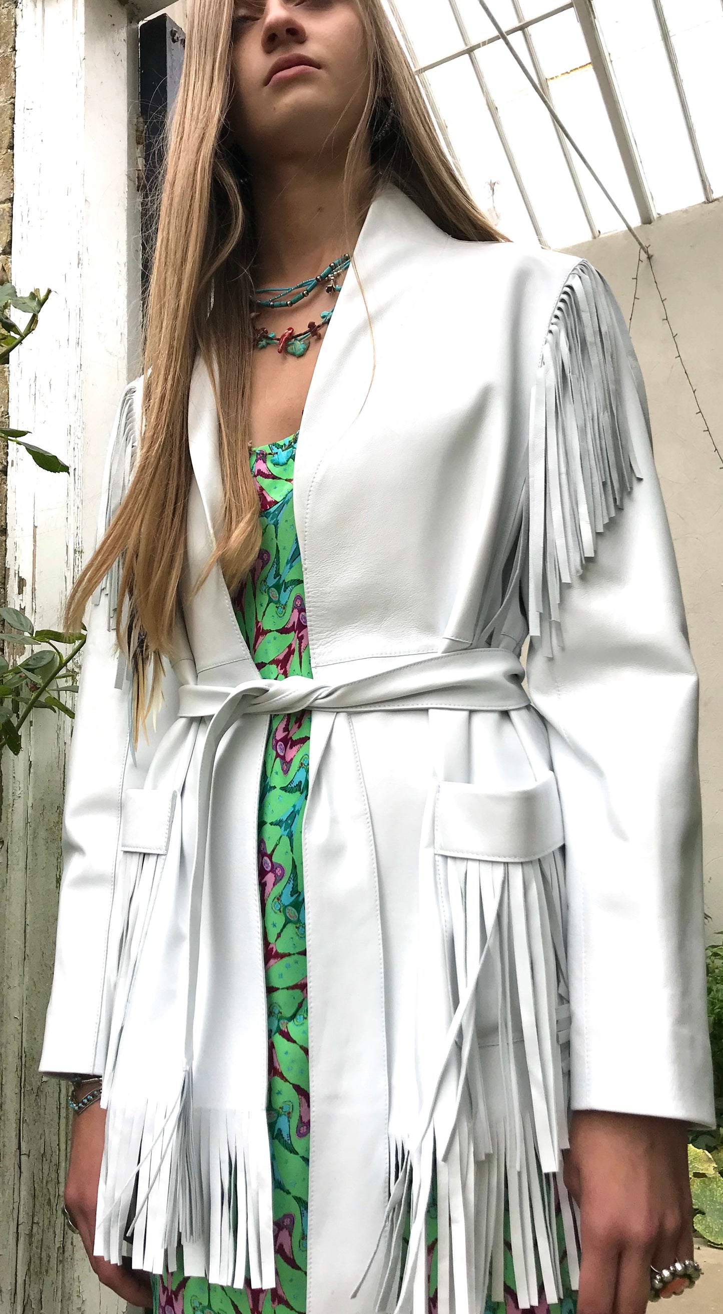 New White leather wrap jacket Jessie Western brand