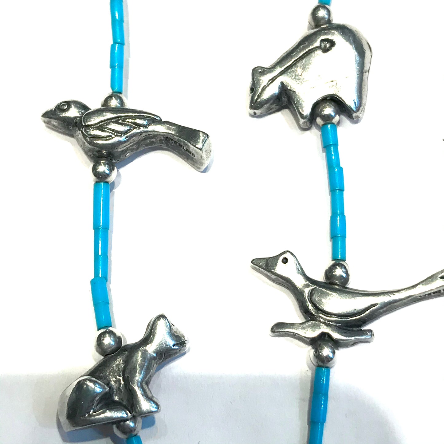Vintage amazing silver &  turquoise power animal necklace