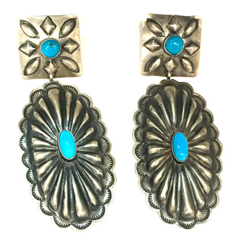 Amazing Navajo  concho turquoise earrings
