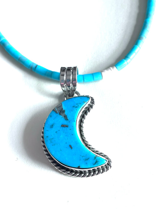 Turquoise large Moon pendent - charm