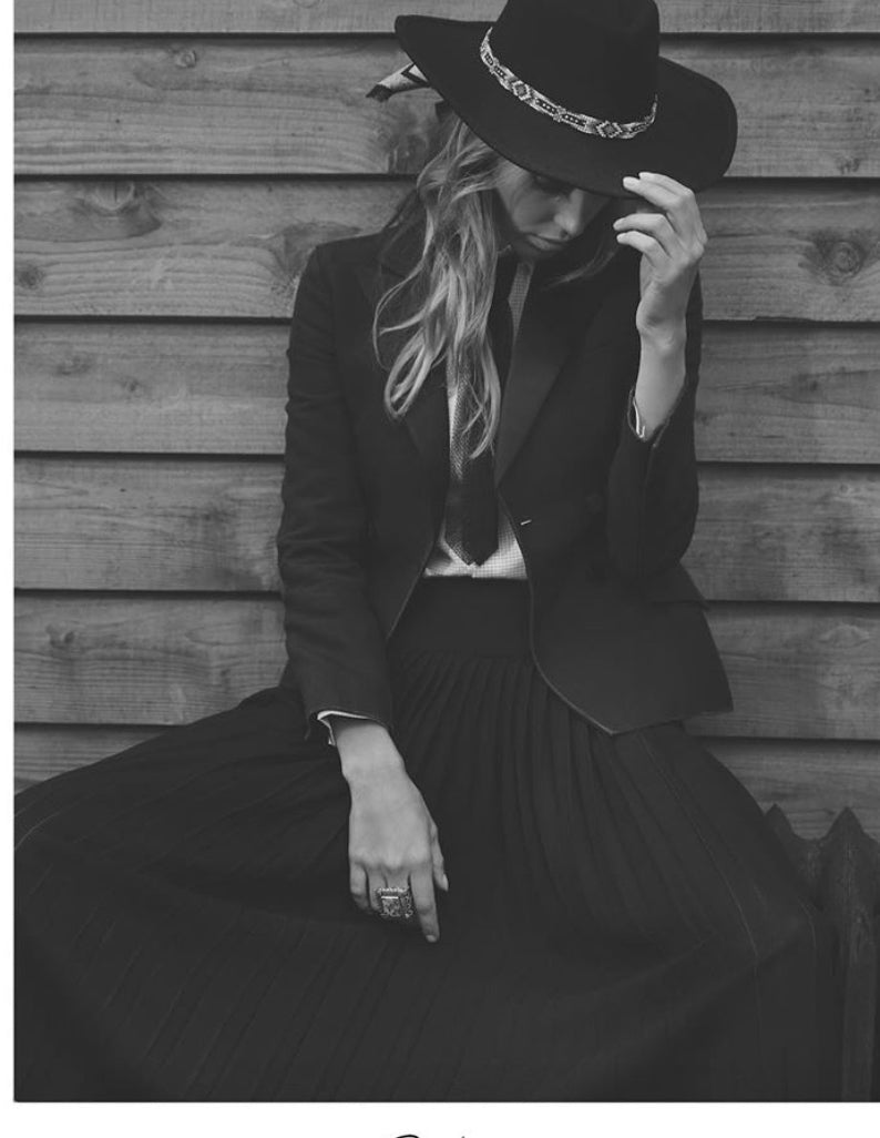 Black hat with beaded band