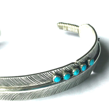 Feather bracelet heavy gauge silver ( large size