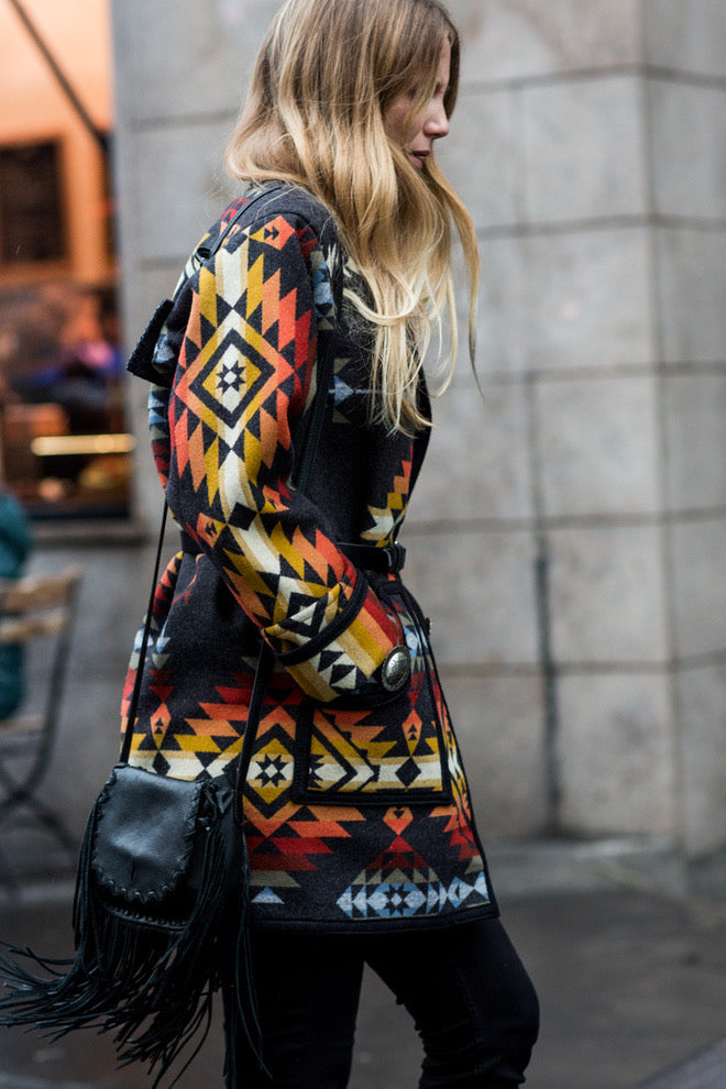 CONCHO COAT -OVERSIZE MID LENGTH COAT -JESSIE WESTERN BRAND