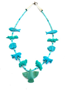 New short power turquoise animal necklace