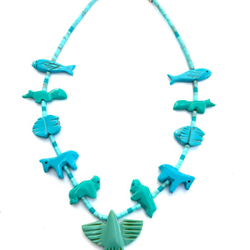 New short power turquoise animal necklace