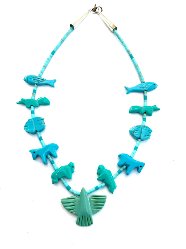 New short power turquoise animal necklace