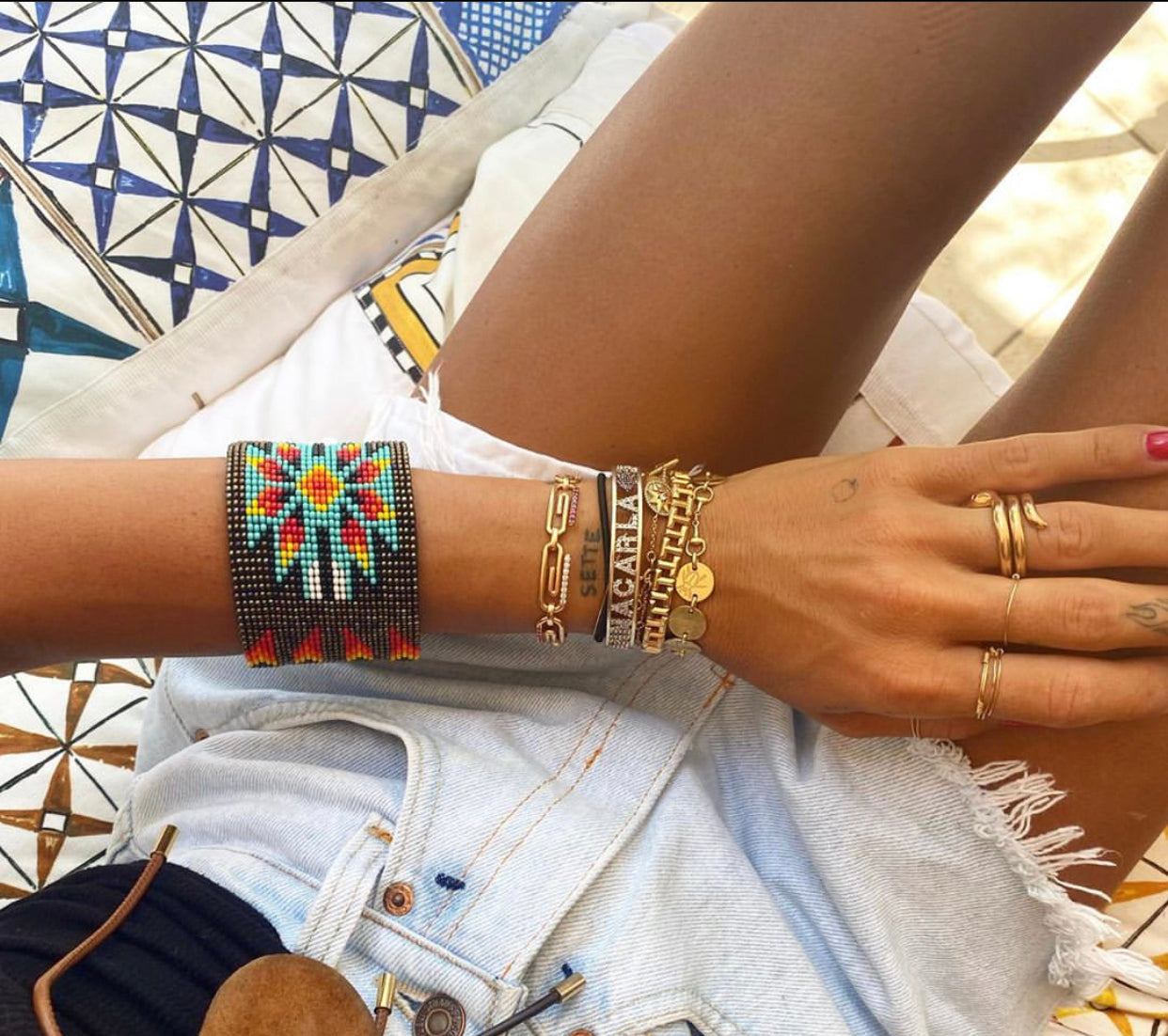 Beaded cuff bronze lots of colours