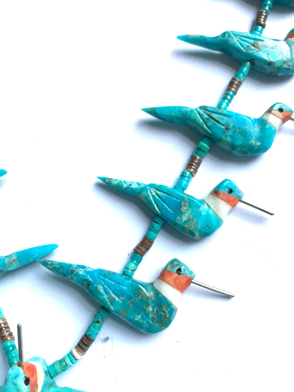 Hummingbird turquoise power animal necklace