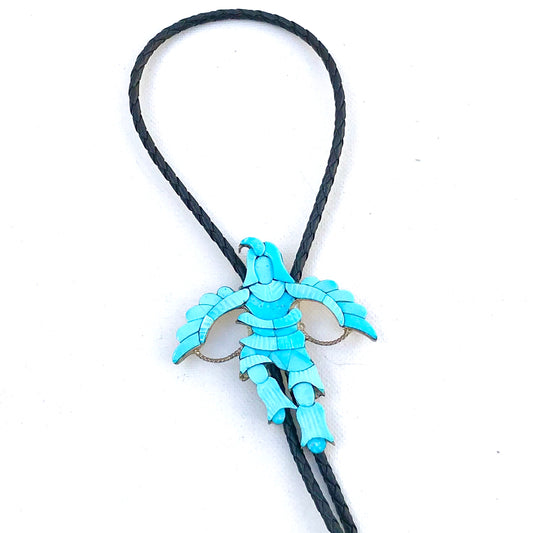 Zuni inlaid Turquoise eagle dancer bolo tie