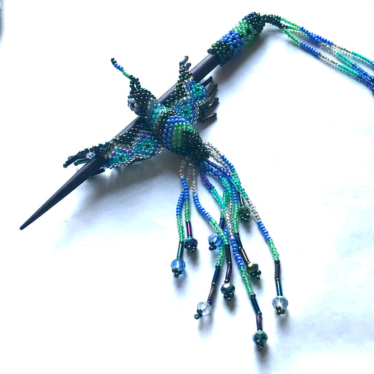 Hair pin beaded hummingbird