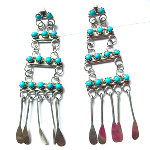 Delicate petit point turquoise earrings