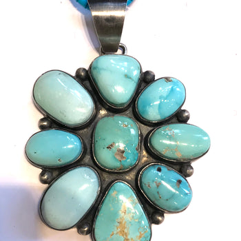Stunning Large pale green turquoise Navajo pendent / necklace