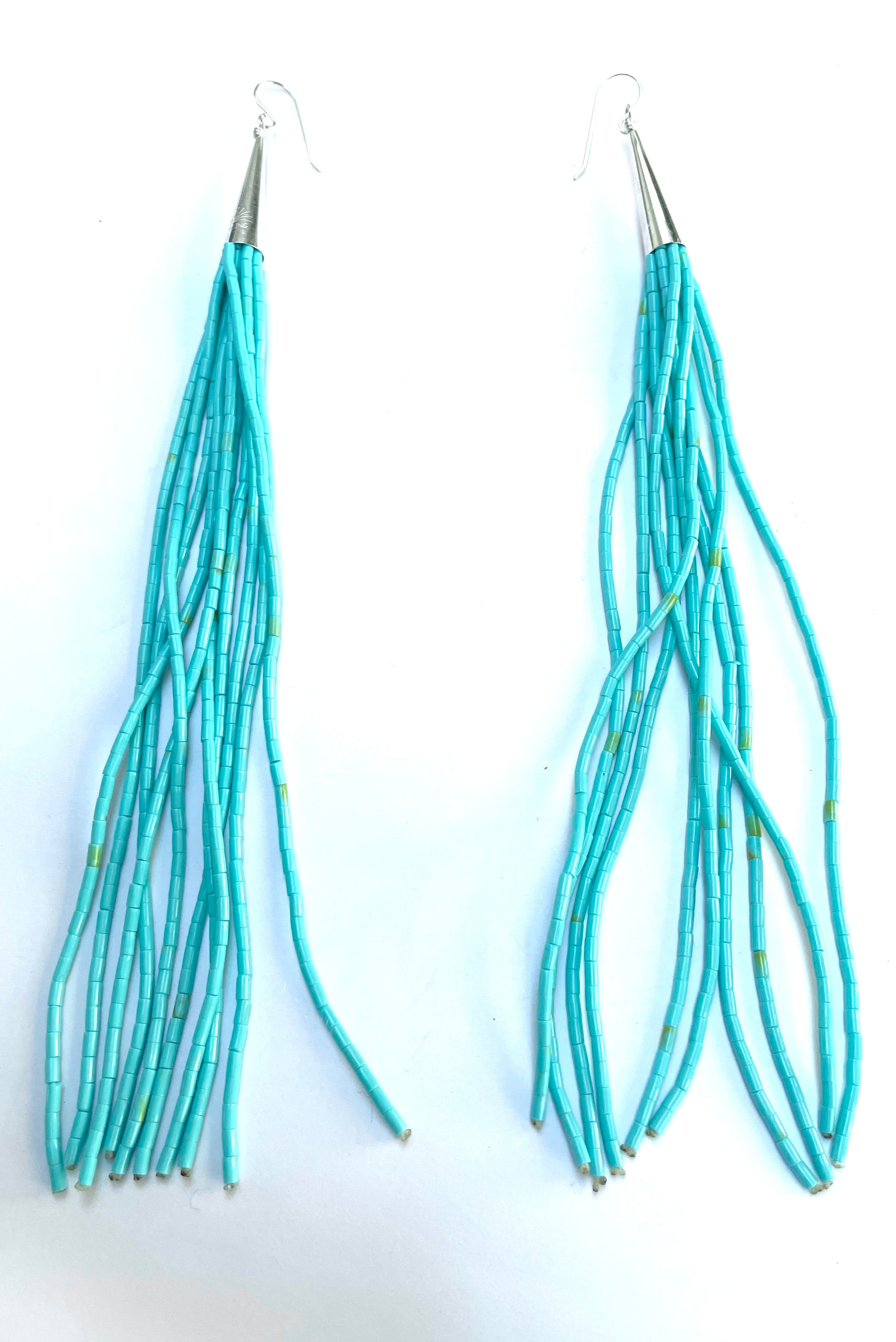 Long turquoise tassel earrings Navajo made