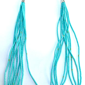 Long turquoise tassel earrings Navajo made