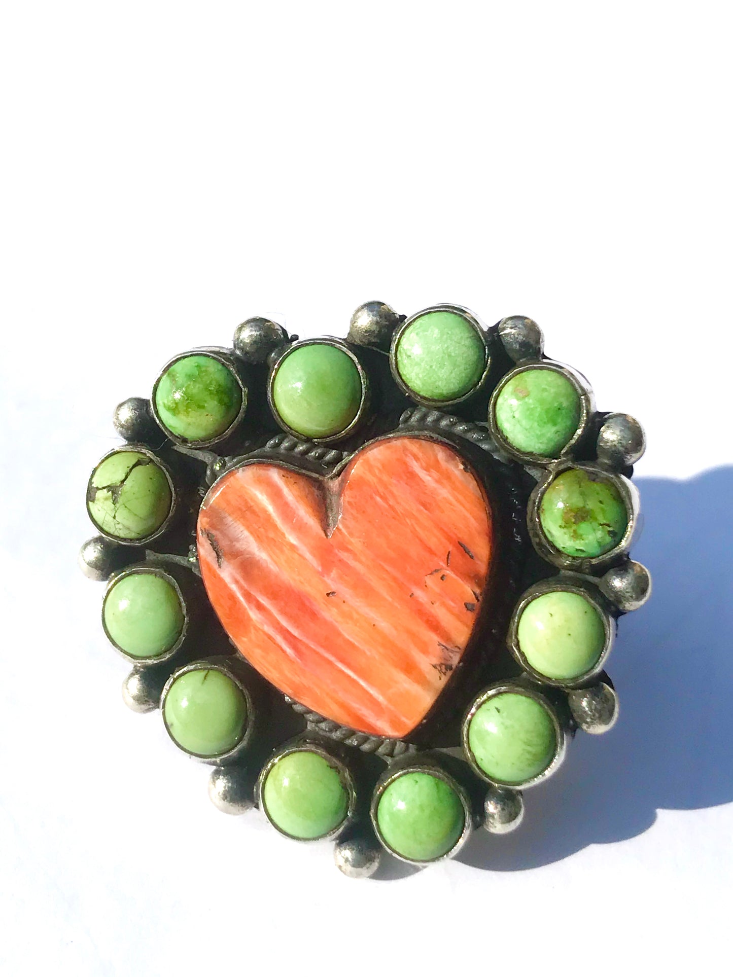 Heart ring turquoise and spiny oyster