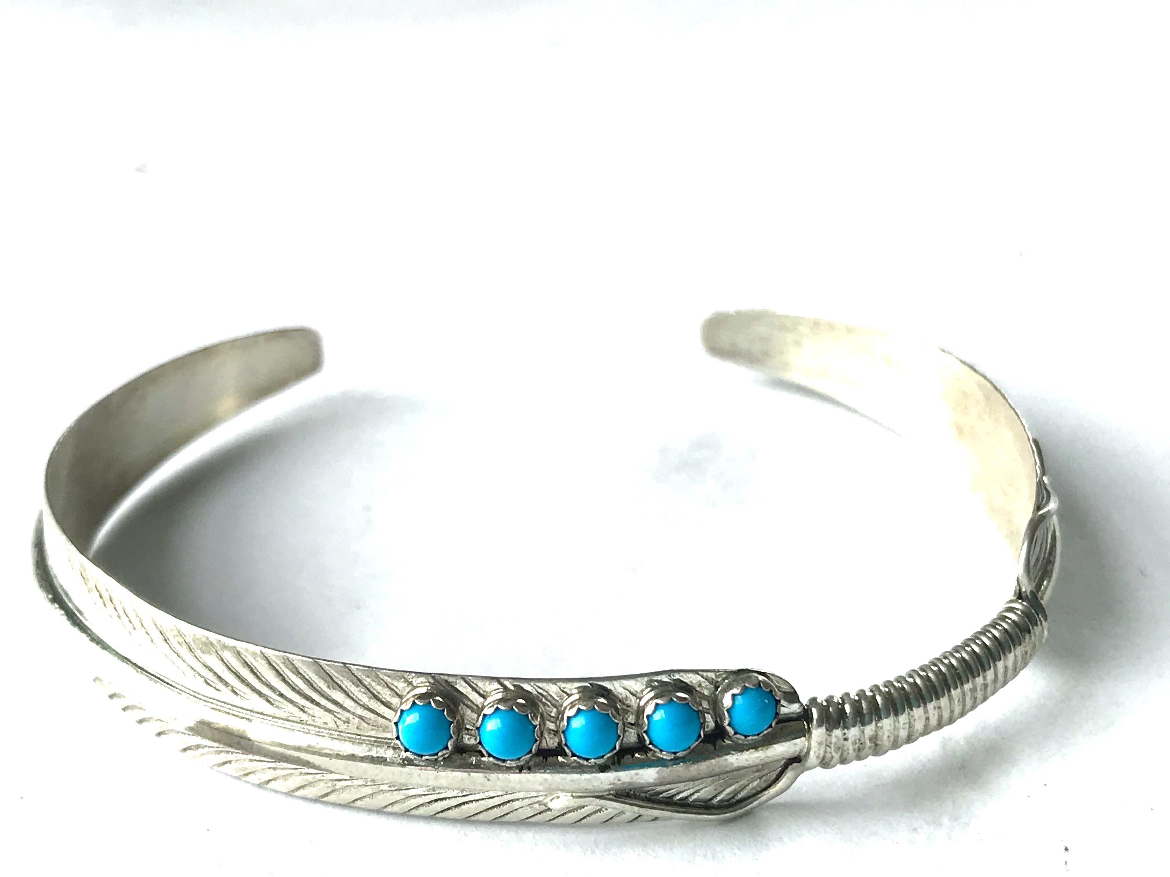 Feather sterling silver bracelet