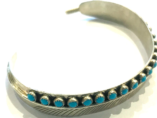 Feather petit point turquoise bracelet
